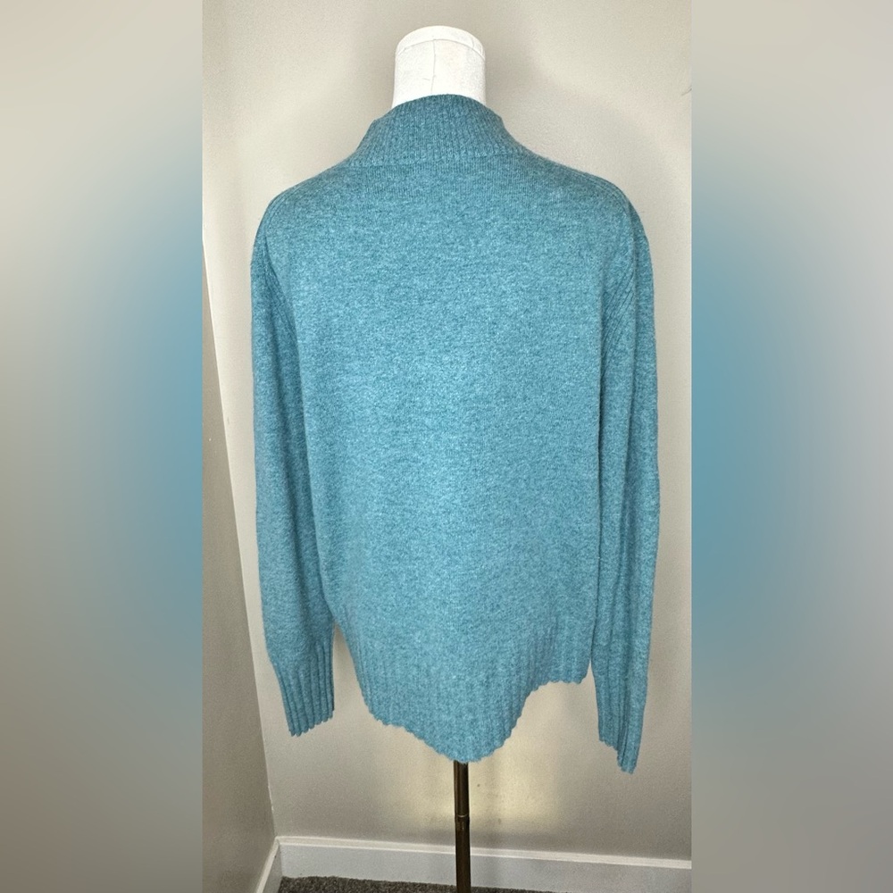 J.Crew 100% Cashmere Mock Neck Sweater Teal Blue Size L - Picture 4 of 5